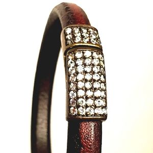 Men's Bracelet Brown Blackish Leather w/Strong Cla